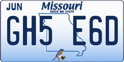 MO license plate GH5E6D