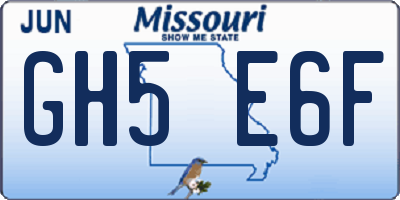 MO license plate GH5E6F