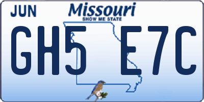 MO license plate GH5E7C