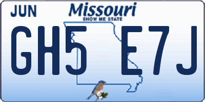 MO license plate GH5E7J
