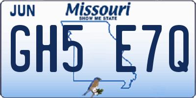 MO license plate GH5E7Q