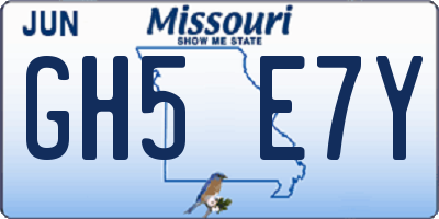 MO license plate GH5E7Y