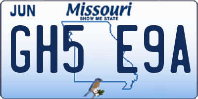 MO license plate GH5E9A