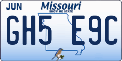 MO license plate GH5E9C