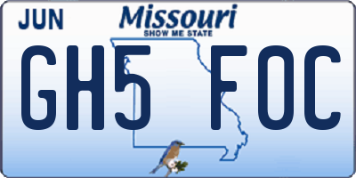 MO license plate GH5F0C