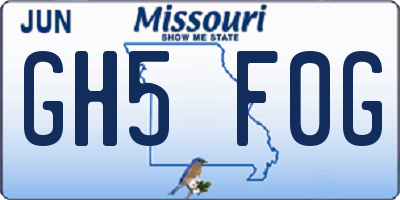 MO license plate GH5F0G