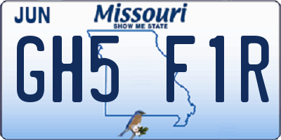 MO license plate GH5F1R