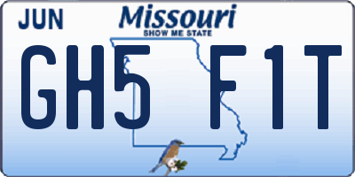 MO license plate GH5F1T