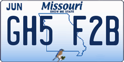 MO license plate GH5F2B