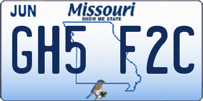MO license plate GH5F2C