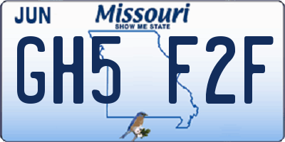 MO license plate GH5F2F