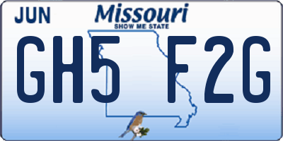 MO license plate GH5F2G