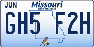 MO license plate GH5F2H