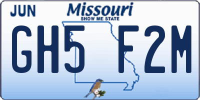 MO license plate GH5F2M