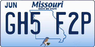 MO license plate GH5F2P