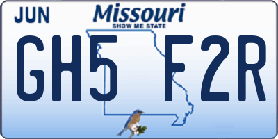 MO license plate GH5F2R