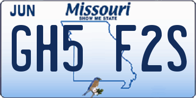 MO license plate GH5F2S