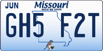 MO license plate GH5F2T