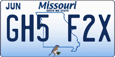 MO license plate GH5F2X