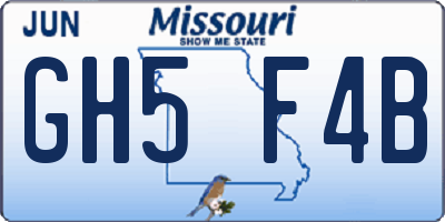 MO license plate GH5F4B