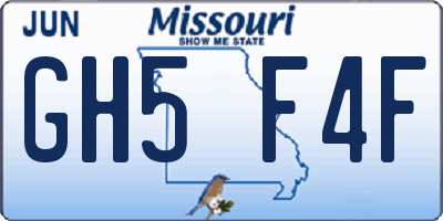 MO license plate GH5F4F