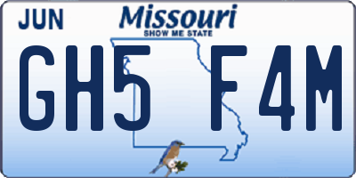 MO license plate GH5F4M