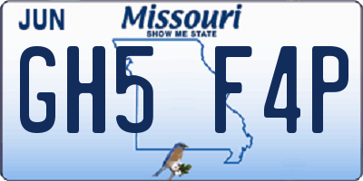 MO license plate GH5F4P