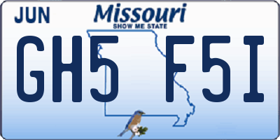 MO license plate GH5F5I