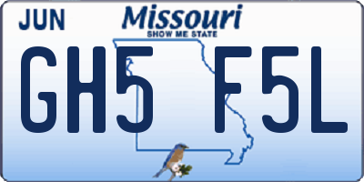 MO license plate GH5F5L