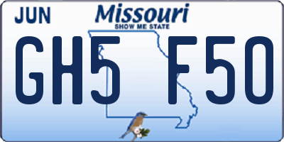 MO license plate GH5F5O