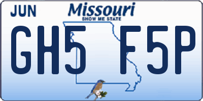 MO license plate GH5F5P