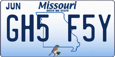 MO license plate GH5F5Y