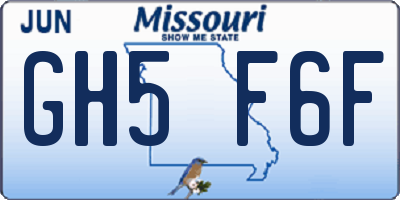 MO license plate GH5F6F