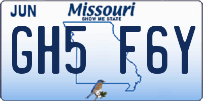 MO license plate GH5F6Y