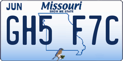 MO license plate GH5F7C