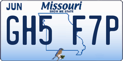 MO license plate GH5F7P