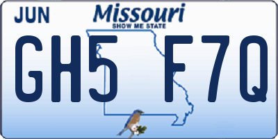 MO license plate GH5F7Q