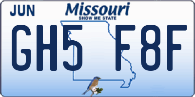 MO license plate GH5F8F