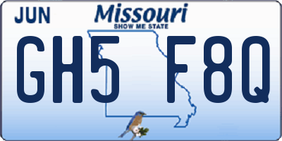 MO license plate GH5F8Q