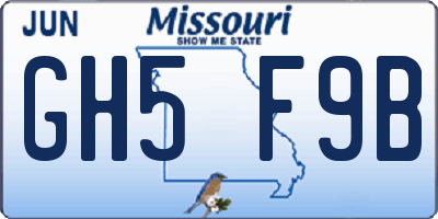 MO license plate GH5F9B