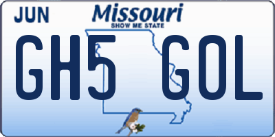MO license plate GH5G0L
