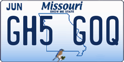 MO license plate GH5G0Q