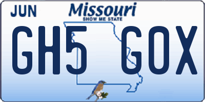 MO license plate GH5G0X