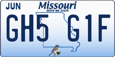 MO license plate GH5G1F