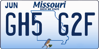 MO license plate GH5G2F