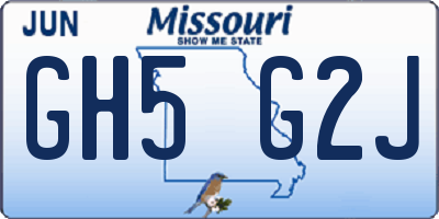 MO license plate GH5G2J