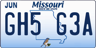 MO license plate GH5G3A