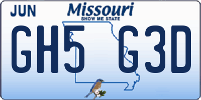 MO license plate GH5G3D
