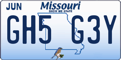 MO license plate GH5G3Y