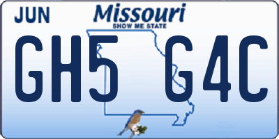 MO license plate GH5G4C